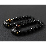 Black Obsidian Ebony Wood Red Tiger Eye Strength Couple Bracelet Bracelet BS 19