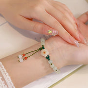Buddha Stones Jade Peach Blossom Flower Luck Bracelet Bracelet BS 2