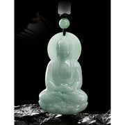 Buddha Stones Amitabha Buddha Jade Amulet Compassion String Necklace Necklaces & Pendants BS 15