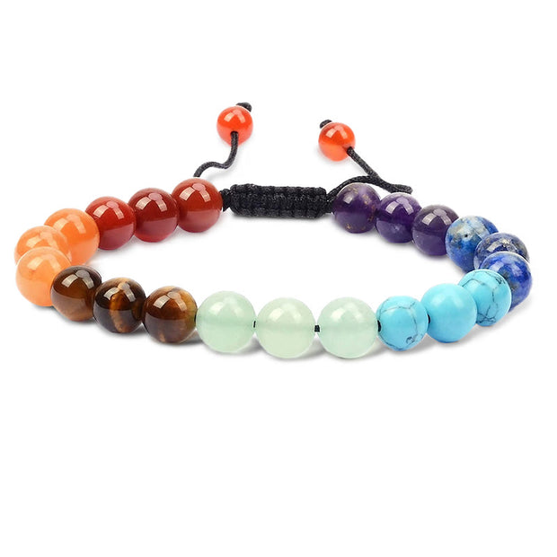 Buddha Stones Natural Healing Power Gemstone Crystal Beads Unisex Adjustable Macrame Bracelet Bracelet BS 7-Chakra Beads