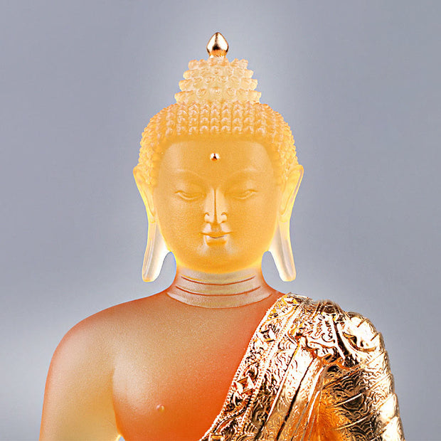 Buddha Stones Buddha Handmade Figurine Liuli Art Piece Serenity Statue Home Offering Decoration Decorations BS 5