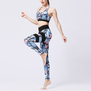 Buddha Stones 2Pcs Sunflower Flowers Leaves Top Pants Sports Fitness Yoga Women's Yoga Sets