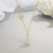 Buddha Stones Jade Fu Character Copper Coin Peace Buckle Abundance Necklace Pendant Necklaces & Pendants BS Jade&Fu Character