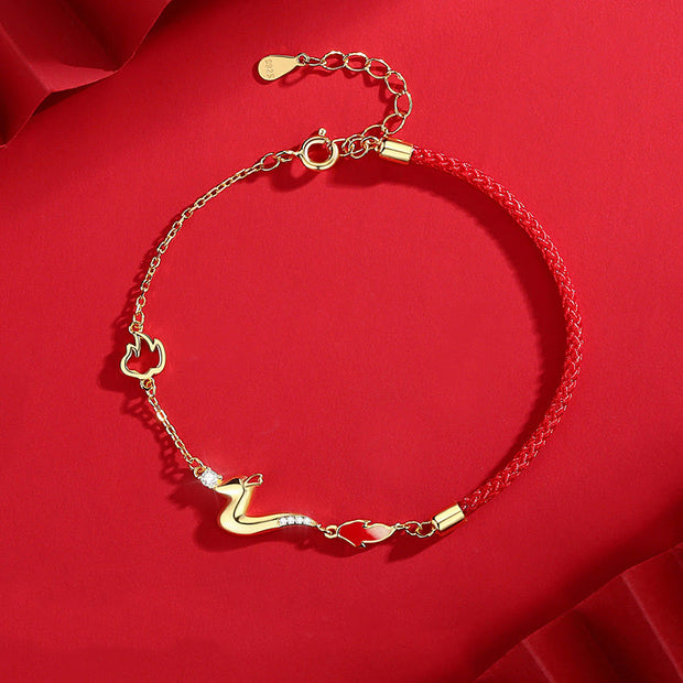Buddha Stones 925 Sterling Silver Luck Year of the Dragon Red String Chain Bracelet Bracelet BS 24