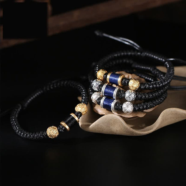 Buddha Stones Copper Coin Bead Copper Balance Braided String Bracelet