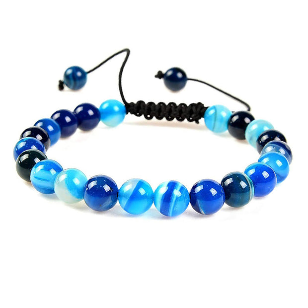 Buddha Stones Natural Healing Power Gemstone Crystal Beads Unisex Adjustable Macrame Bracelet Bracelet BS Blue Agate