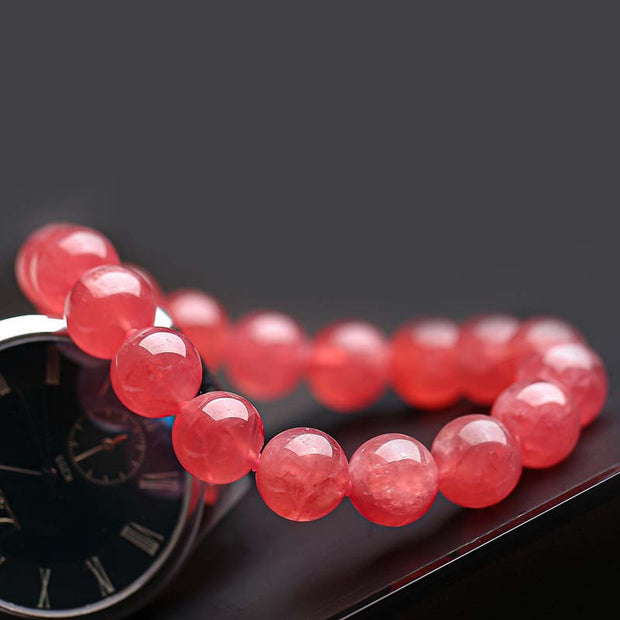 Buddha Stones Natural Strawberry Quartz Blessing Healing Bracelet Bracelet BS 5
