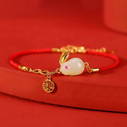 Buddha Stones 925 Sterling Silver Year of the Rabbit Hetian White Jade Luck Blessing Red String Bracelet Bracelet BS 5