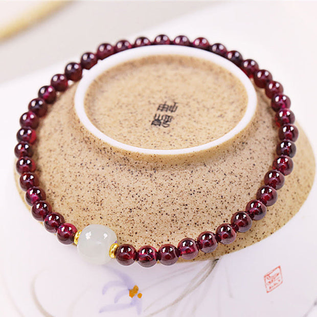 Buddha Stones Natural Garnet Jade Bead Purification Bracelet Bracelet BS 3