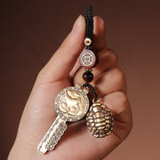 Buddha Stones PiXiu Wealth Copper Coin Yin Yang Bagua Handmade Key Chain Key Chain BS 1