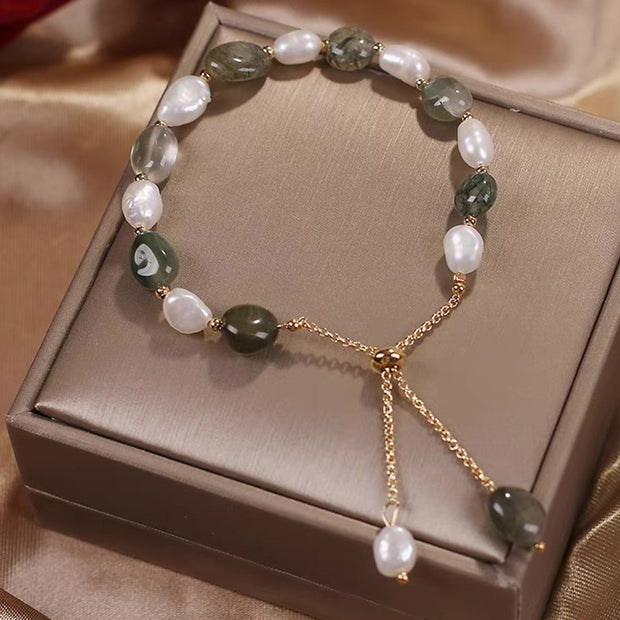 Buddha Stones Natural Blue Aventurine Crystal Pearl Bead Healing Bracelet Bracelet BS Green Crystal