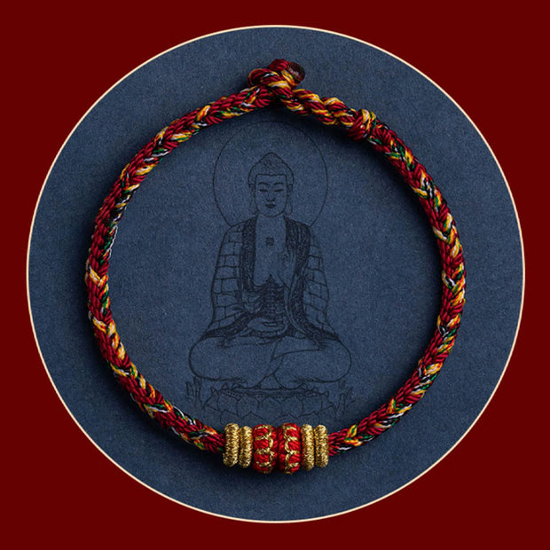 Buddha Stones Tibet Handmade Chinese Zodiac Natal Buddha Luck Strength Braided String Bracelet Bracelet BS 29