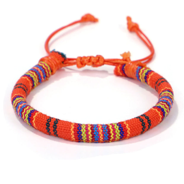 Buddha Stones Tibet Handmade Colorful Faith Strength Geometric Flower Braided String Bracelet