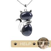 "Save A Cat" Cute Cat Pattern Natural Crystal Protection Cat-Loving Pendant Necklace Necklaces & Pendants BS 24