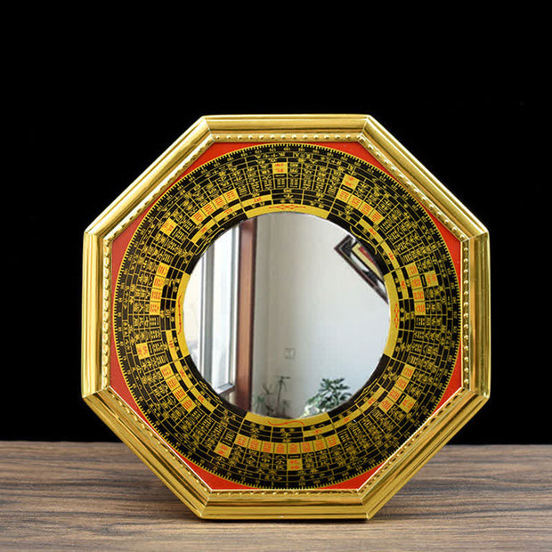 Buddha Stones Feng Shui Bagua Map Five-Emperor Coins Gourd Balance Living Room Energy Map Mirror Bagua Map BS 6