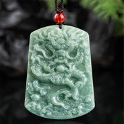 Buddha Stones Natural Jade Chinese Zodiac Dragon Sea Luck String Necklace Pendant Necklaces & Pendants BS 4