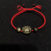 Buddha Stones Natural Silver Sheen Obsidian Gold Sheen Obsidian Cute Cat Paw Claw Protection Rope Bracelet Bracelet BS Gold Sheen Obsidian Red Rope(Wrist Circumference 14-19cm)