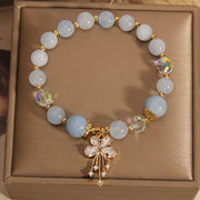 Buddha Stones Aquamarine Pink Crystal Healing Zircon Butterfly Charm Bracelet Bracelet BS 5