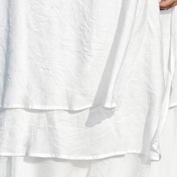 Buddha Stones 2Pcs White Tai Chi Meditation Yoga Zen Cotton Linen Clothing Top Pants Women's Set Clothes BS 8