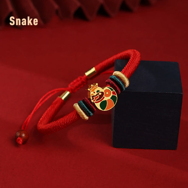 Buddha Stones Handmade 925 Sterling Silver Year of the Dragon Cute Chinese Zodiac Luck Braided Red Bracelet Bracelet BS Snake(Wrist Circumference 14-19cm)