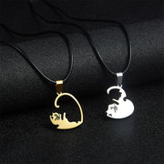 Buddha Stones Yin Yang Symbol Cats Couple Necklace Necklaces & Pendants BS 3