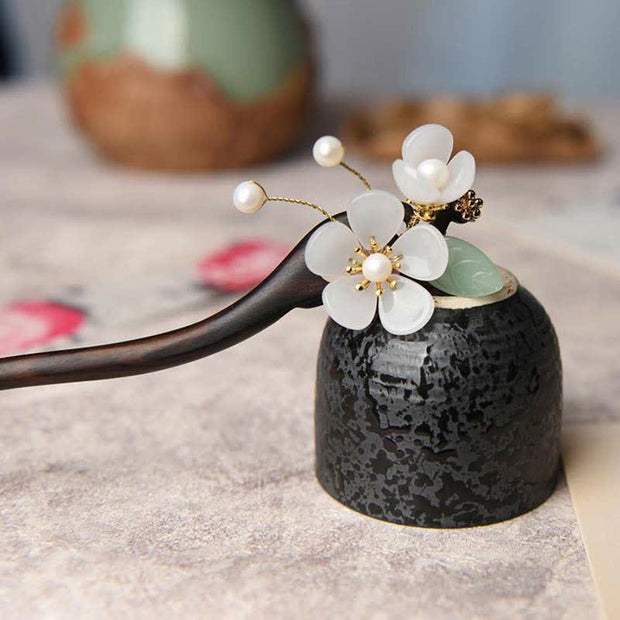 Buddha Stones Ebony Flower Protection Blessing Hairpin Decorations Hairpin BS 5