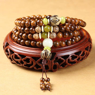 Buddha Stones Tibetan Rosewood Mala Protection Calm Bracelet Bracelet BS main