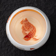 Buddha Stones Tiger Lotus Flower Leaf Koi Fish Gilt Ceramic Teacup Kung Fu Tea Cup 175ml