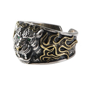 Buddha Stones Vintage Tiger Healing Luck Adjustable Ring