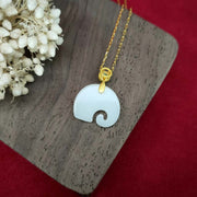 Buddha Stones White Jade Elephant Luck Fortune Necklace Pendant Necklaces & Pendants BS 5