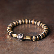 Buddha Stones Tibetan Yak Bone Ebony Wood Strength Bracelet Bracelet BS 4