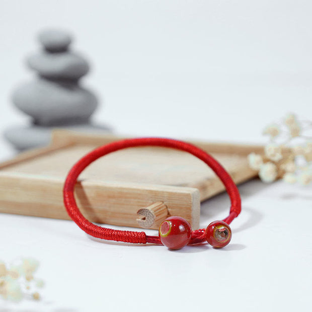 Buddha Stones FengShui Lucky Red String Ceramic Bracelet Bracelet BS 2