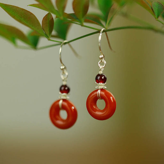 Buddha Stones 925 Sterling Silver Red Agate Peace Buckle Confidence Earrings Earrings BS Red Agate (Confidence ♥ Calm)