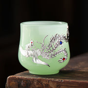 Buddha Stones Lotus Dragon Phoenix Flower Ceramic Teacup Tea Cups