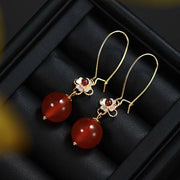 Buddha Stones 925 Sterling Silver Red Agate Flower Beaded Confidence Earrings Earrings BS 8