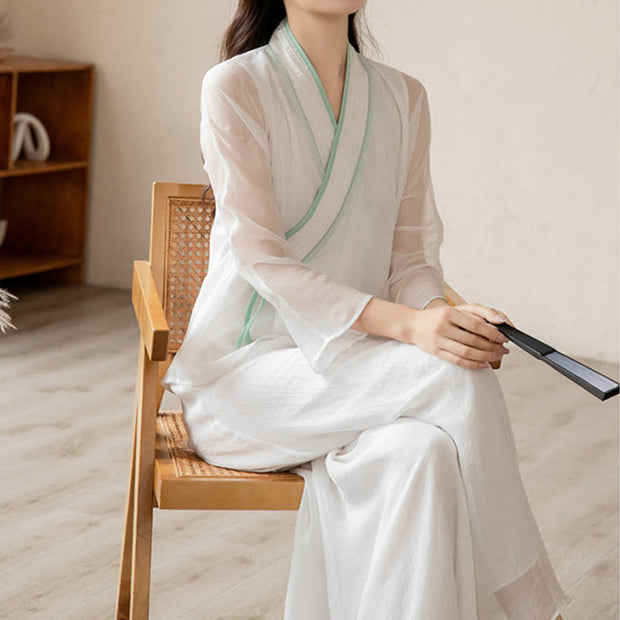 Buddha Stones Retro Prayer Zen Spiritual Meditation Practice Chiffon Clothing Women's Set