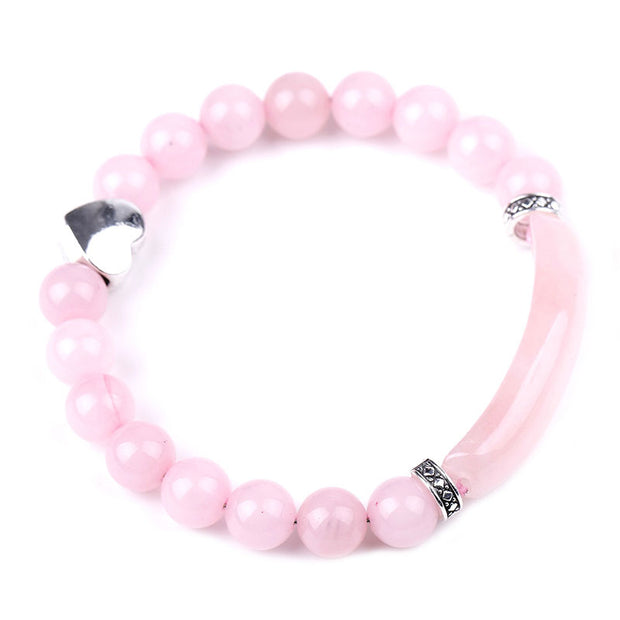 Natural Crystal Beads Unisex Heart Bracelet Bracelet BS Pink Crystal