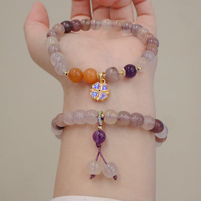 Buddha Stones Natural Purple Golden Silk Jade Violet Flower Bead Charm Wealth Bracelet Bracelet BS main