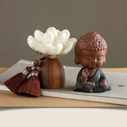 Buddha Stones Black Peach Wood Buddha Flower Calm Cure Decorations Decorations BS Little Meditation Tathagata