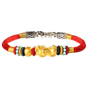 Buddha Stones 999 Gold PiXiu Om Mani Padme Hum Wealth String Braided Couple Bracelet