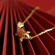 Buddha Stones Koi Fish Copper Wealth Luck Necklace Pendant Necklaces & Pendants BS 4
