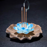 Buddha Stones Tibetan Lotus Blessing Incense Burner Decoration Decoration BS 6