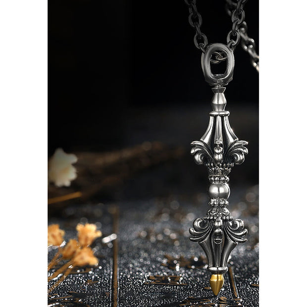 Buddha Stones 925 Sterling Silver Dorje Vajra Enlightenment Strength Necklace Chain Pendant