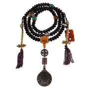 Buddha Stones Tibet 108 Mala Beads Purple Bodhi Seed Bagua Vajra Auspiciousness Bracelet Mala Bracelet BS 1