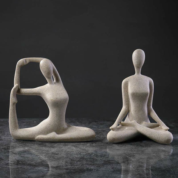 Buddha Stones Abstract Yoga Meditating Exercise Resin Spiritual Figurine Sculpture Desk Decoration