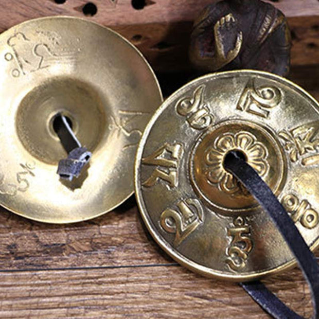Buddha Stones Tibetan Tingsha Bell Six True Words Dragon Copper Balance Decoration With Bag Buddhist Supplies BS 8
