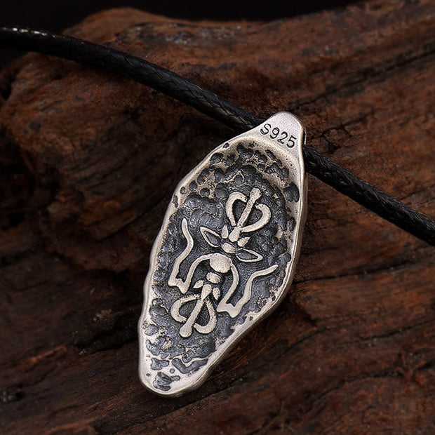 Buddha Stones Tibetan 925 Sterling Silver Om Mani Padme Hum Dorje Vajra Engraved Strength Necklace Pendant Necklaces & Pendants BS 16