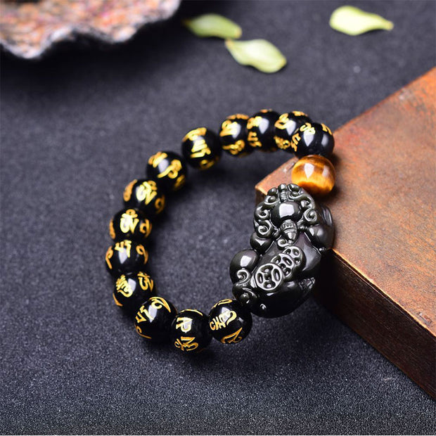Buddha Stones FengShui PiXiu Obsidian Wealth Bracelet Bracelet BS 1