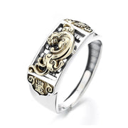 Buddha Stones 925 Sterling Silver PiXiu Luck Wealth Adjustable Ring Ring BS PiXiu(Wealth♥Luck)