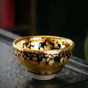 Buddha Stones 24K Gold Spot Pattern Chinese Jianzhan Ceramic Teacup Kung Fu Tea Cup Bowl With Gift Box